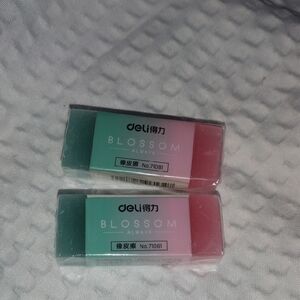 Blossom Eraser Set Of Two- Pink and Green